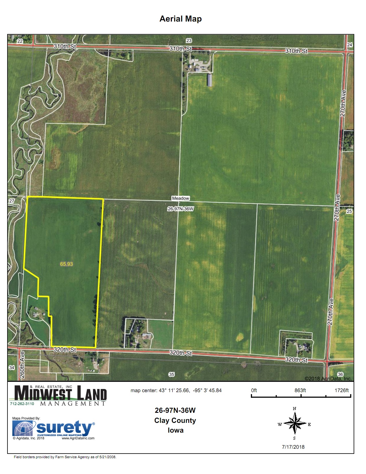 66 Acres m/l Clay County Meadow Township Midwest Land Management