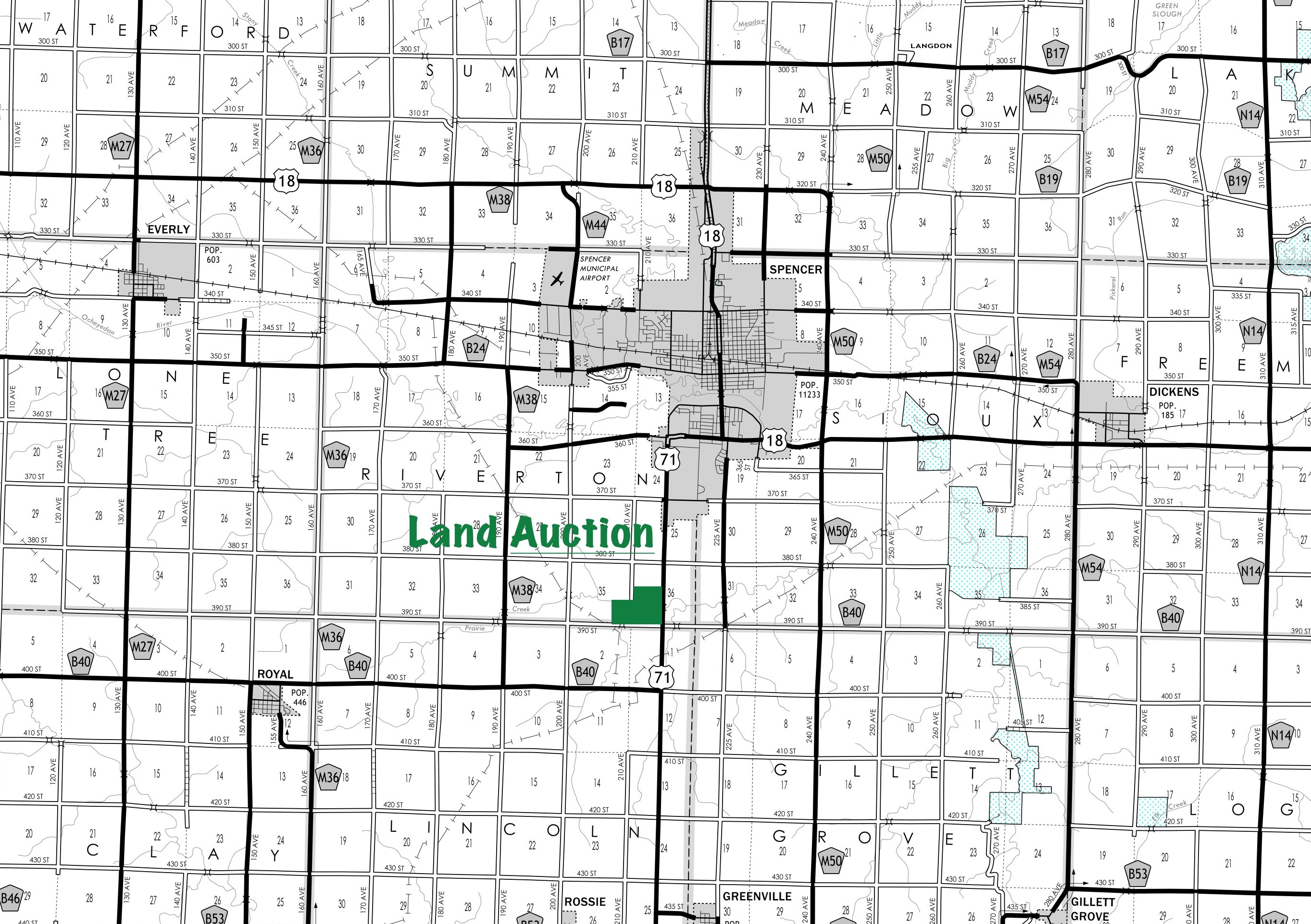 184.62 Surveyed Acres Clay County Riverton Township Midwest Land