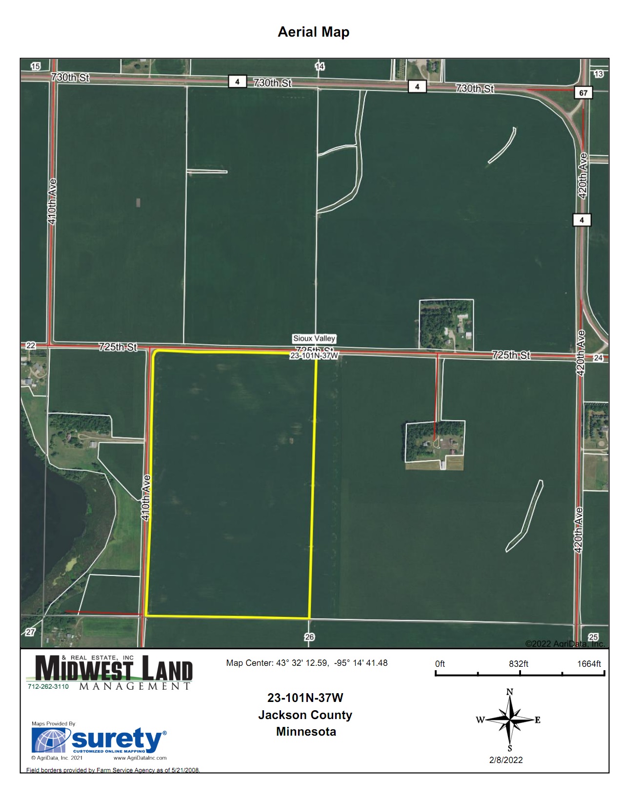 100 Acres m/l Jackson County Sioux Valley Township Midwest Land