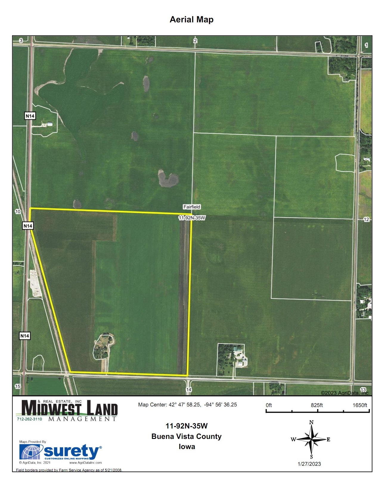 141 Acres m/l Buena Vista County Fairfield Township Midwest Land