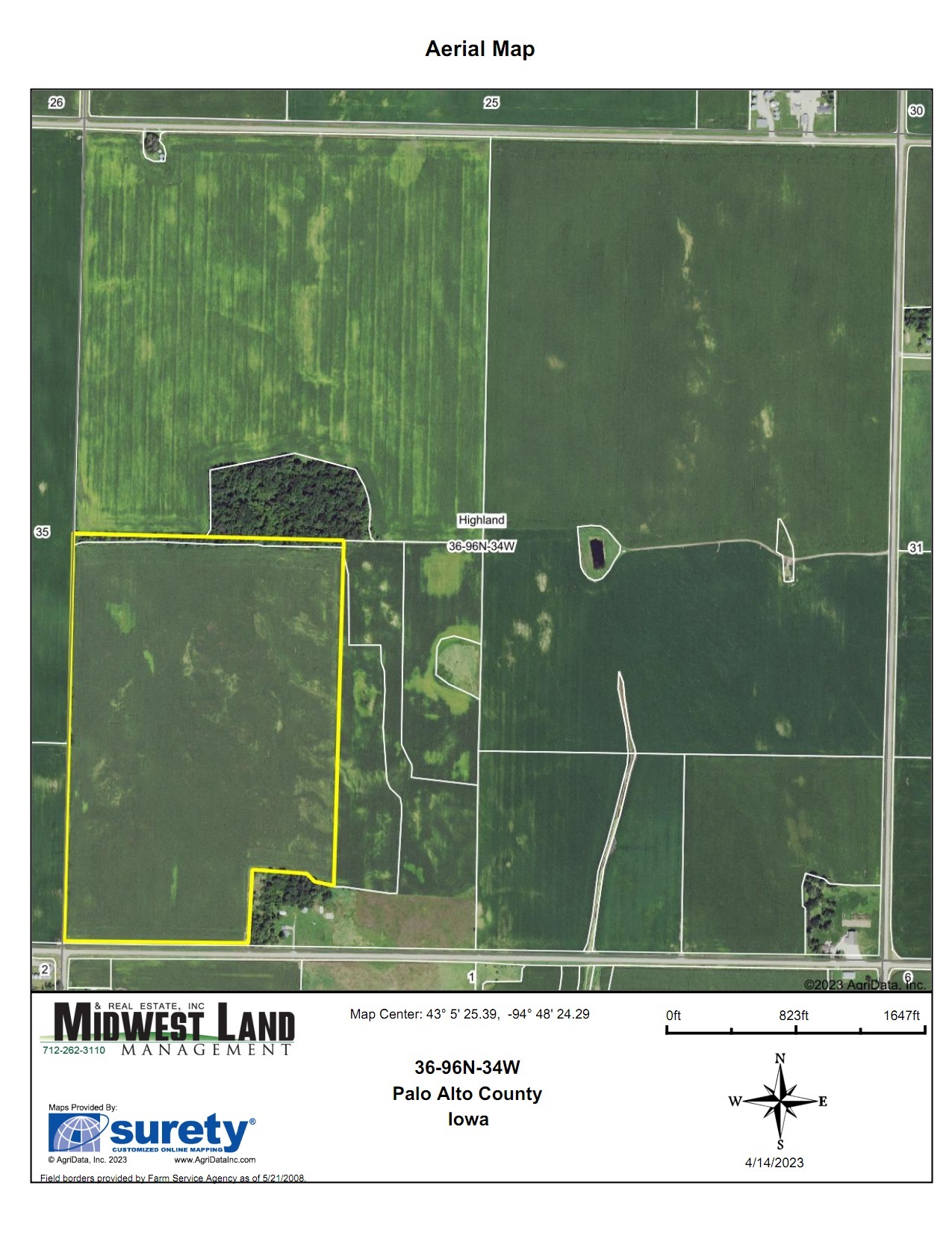 99 Acres m/l Palo Alto County Highland Township Midwest Land