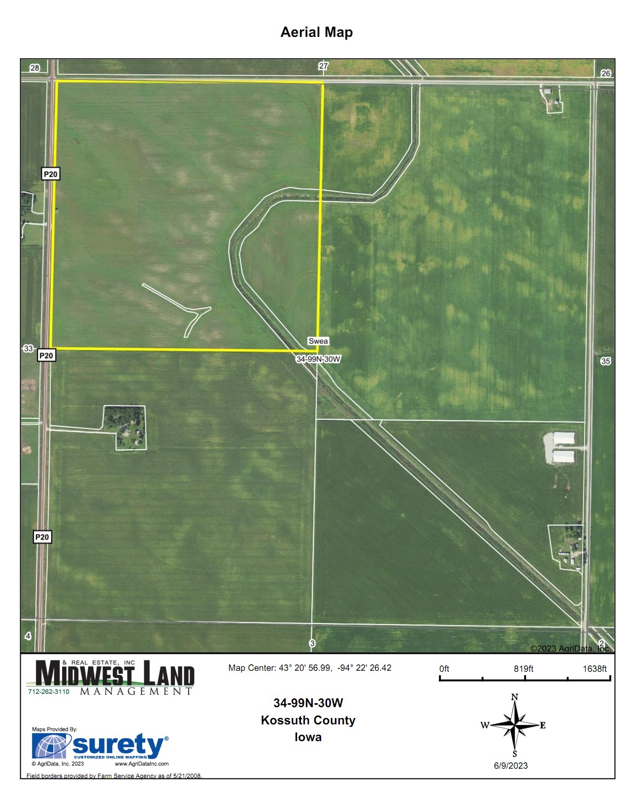 160 Acres m/l Kossuth County Swea Township Midwest Land Management
