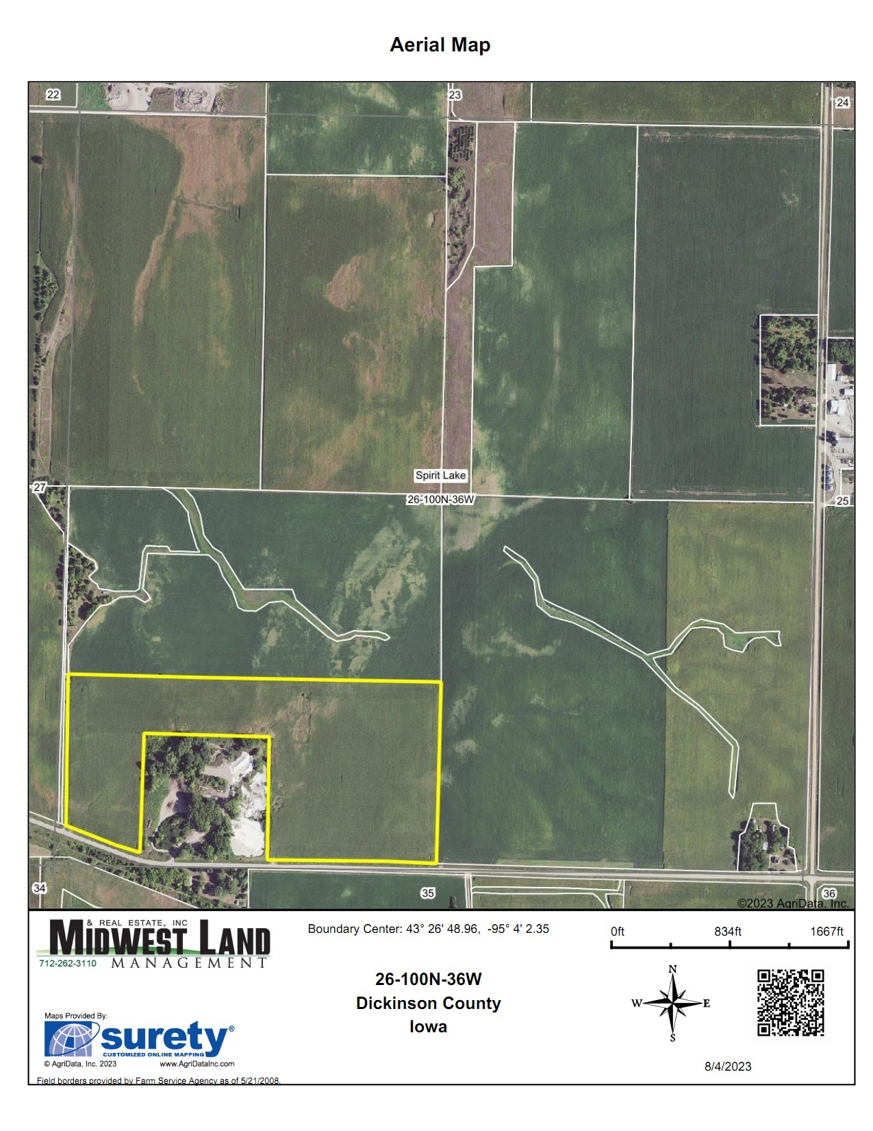 58 Acres m/l Dickinson County Spirit Lake Township Midwest Land