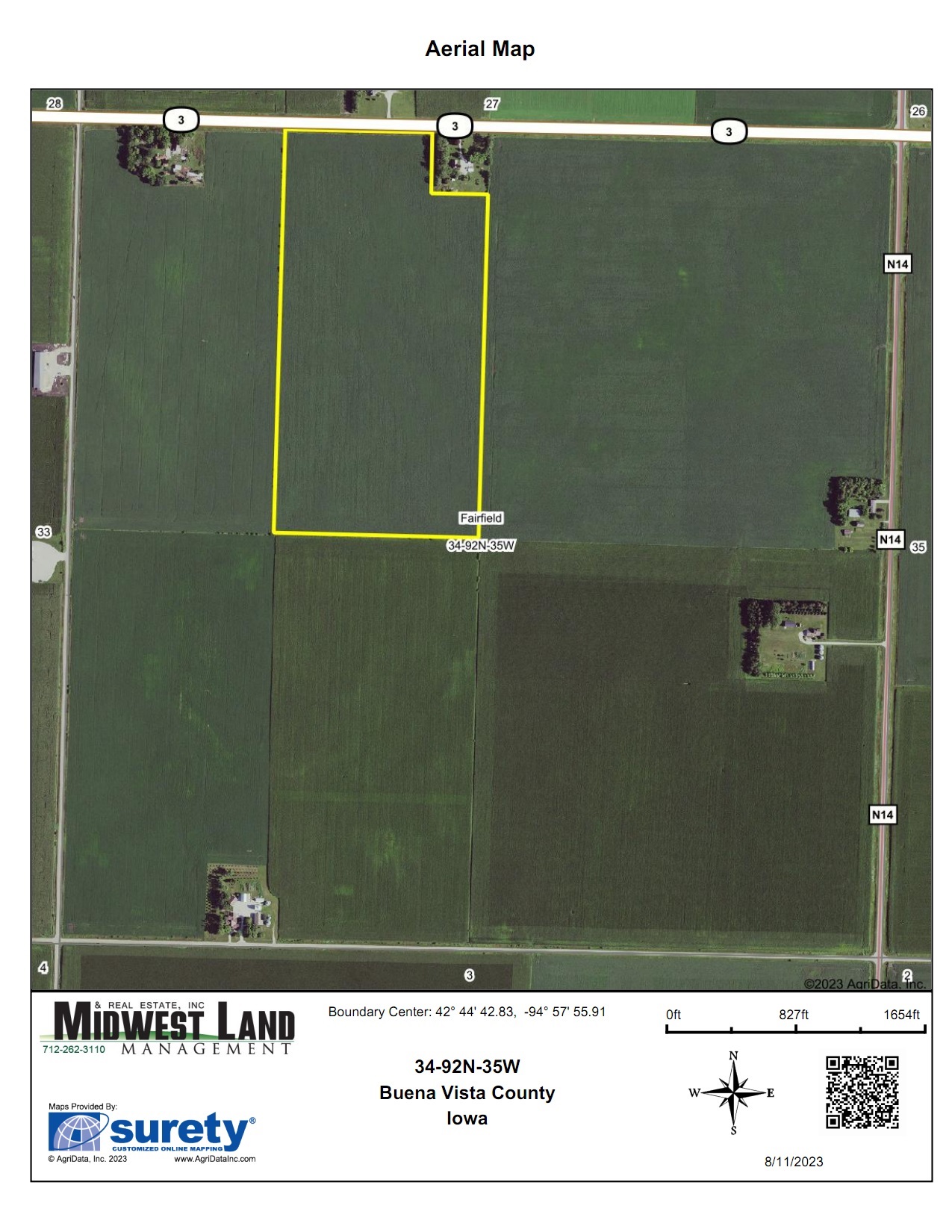 76.7 Acres m/l Buena Vista County Fairfield Township Midwest Land