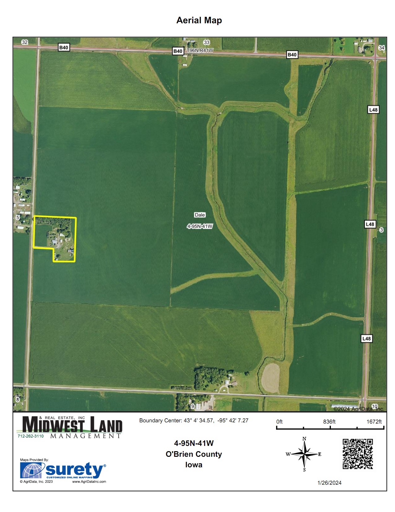 Single Story Home on 9.1 Acres O'Brien County Dale Township Midwest