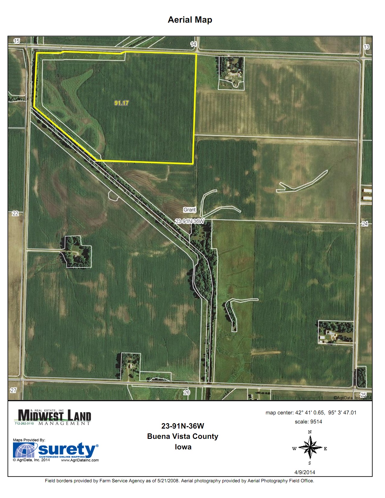 97 Acres Buena Vista County, Iowa Grant Township Midwest Land