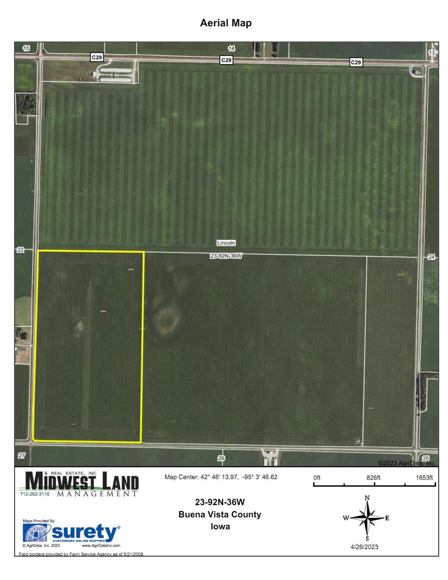 90 Acres m/l Buena Vista County Lincoln Township Midwest Land